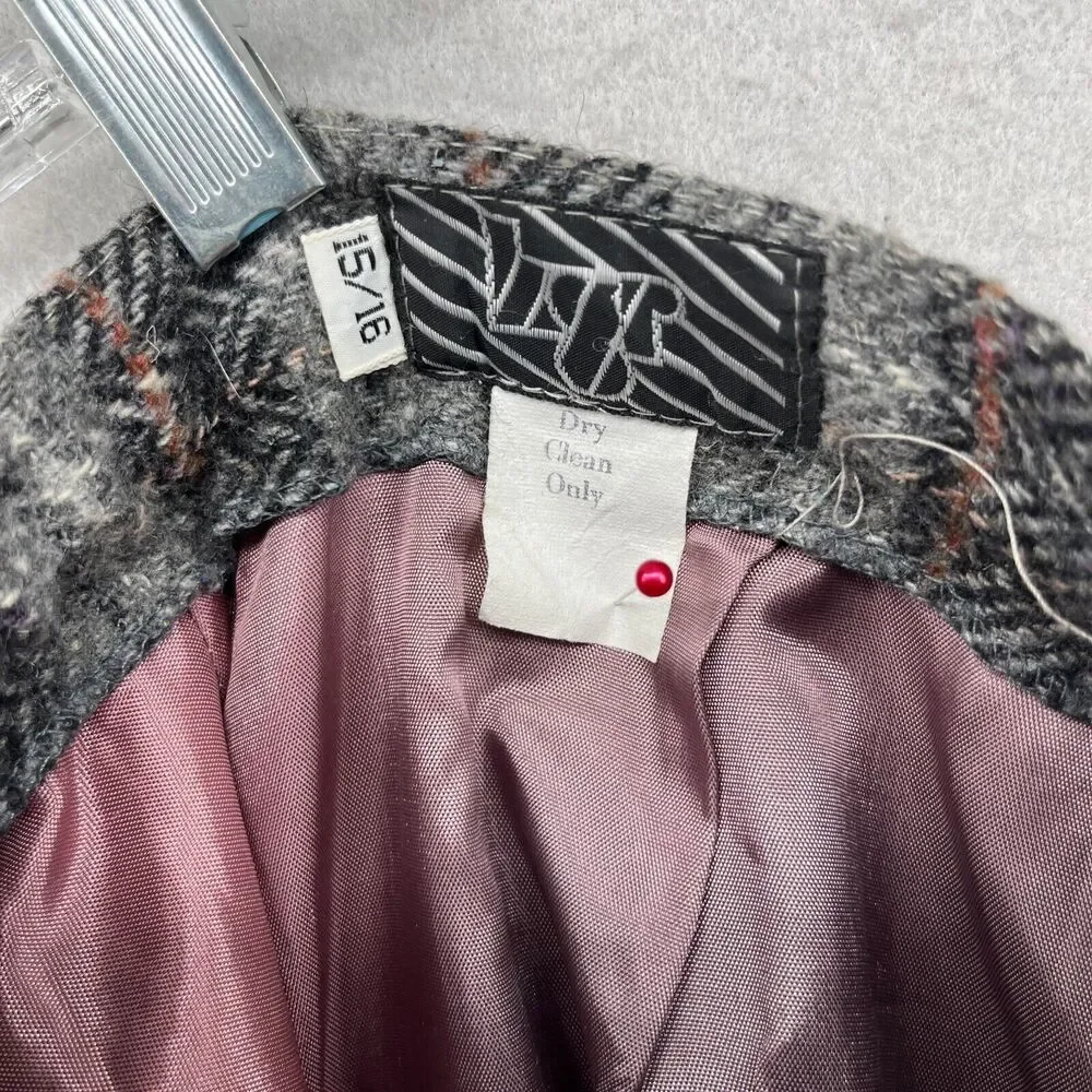 KGR Skirt Girl's 15/16 Wool Chevron Wool Tweed Straight Lined Gray Vintage_13